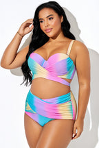 Multicolor Contrast G-Hook Closure Bikini Top