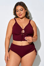 Tie Front Spaghetti Strap High Waisted Bikini Top
