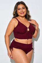 Tie Front Spaghetti Strap High Waisted Bikini Top