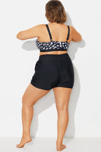 Plus Size Black Mid Waist Women Shorts