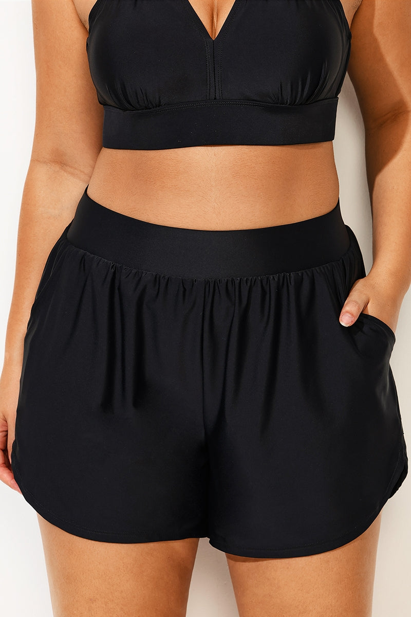 Black Quick-Dry Pocket Swim Bottoms