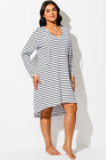 Black & White Striped Cover Up Hoodie Dress