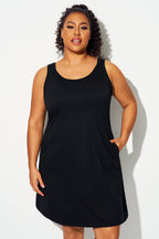 Plus Size Solid Black Sleeveless Cover Up