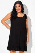 Black Open-Back Ruffle Sleeveless Cover Up