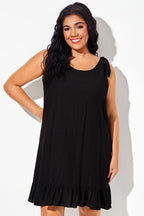 Black Open-Back Ruffle Sleeveless Cover Up