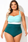 Light Green Twist Front Skinny One Piece Swimsuit