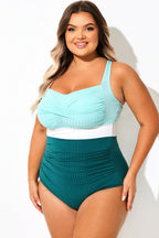 Light Green Twist Front Skinny One Piece Swimsuit