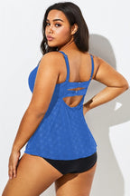 Blue Twist-front Sweetheart Neckline Tankini Top