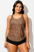 Leopard Print Built-In Bra Racerback Tankini Top