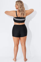 Black Solid Mid Waist Women Boy Short