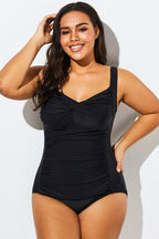 Black Twist Front Push Up One Piece Swimsuit